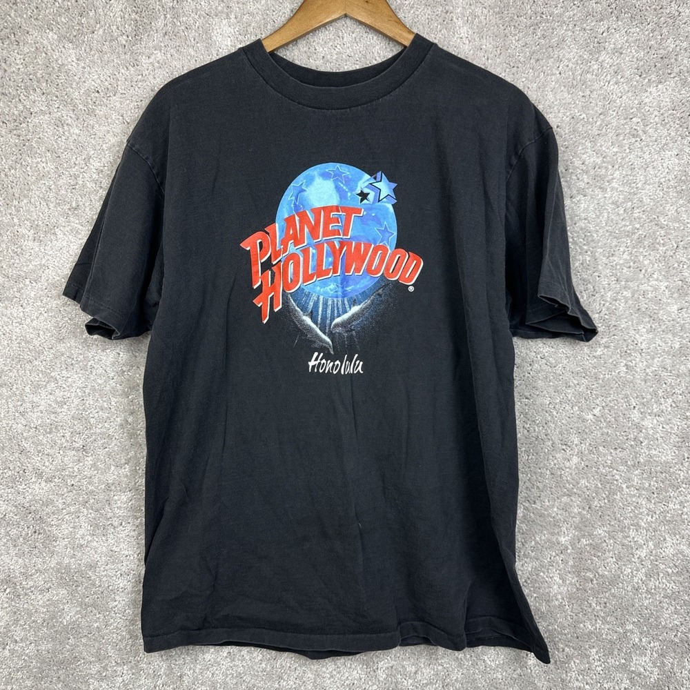 Vintage 90s‎ Planet Hollywood T Shirt Honolulu Men's XL Black Made in USA